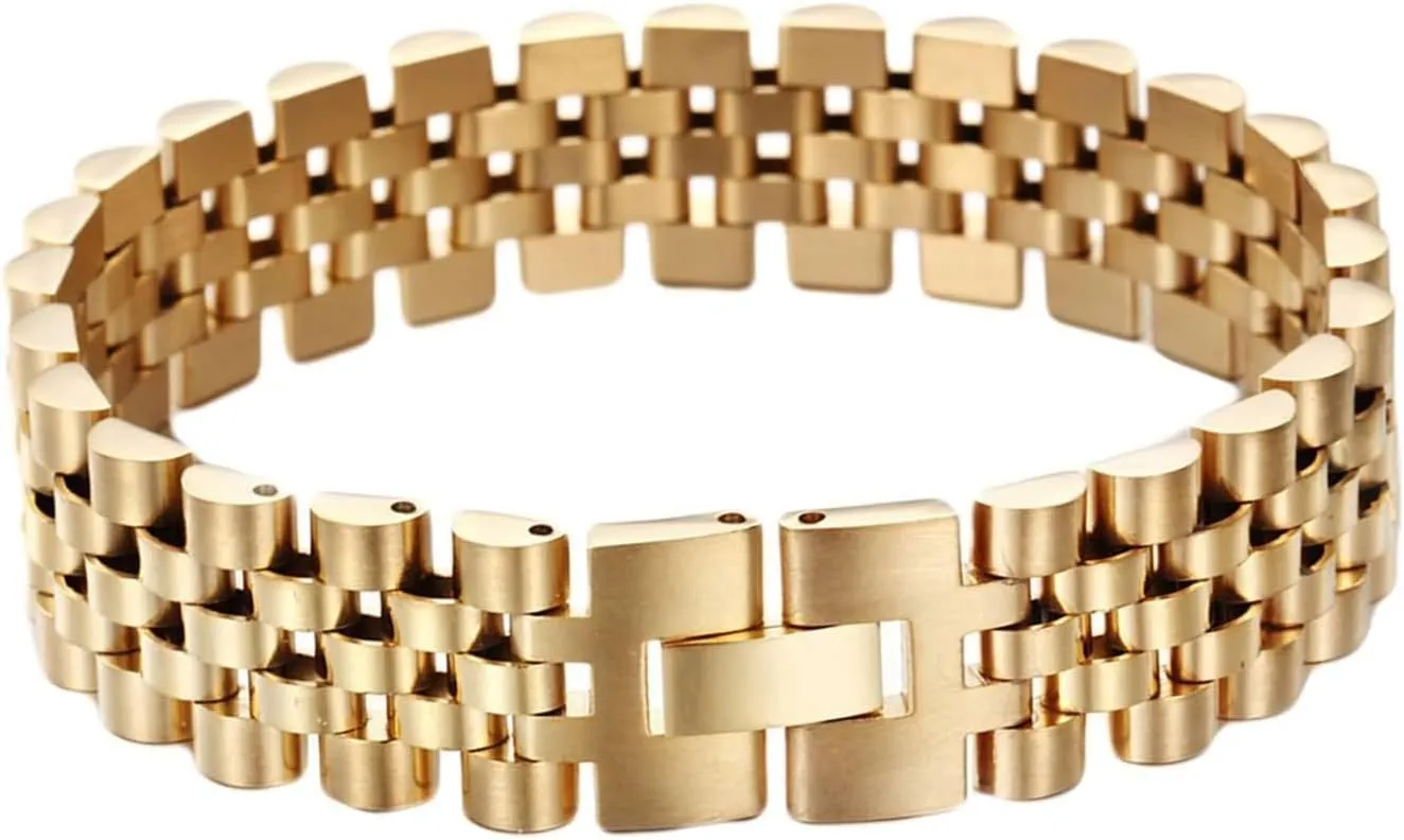 Strap Chain Bracelet Bangle biography accident trash evident intrusion Men Gold Men Bracelets Gold,Men's Bracelets Stainless Steel 15MM Watch 