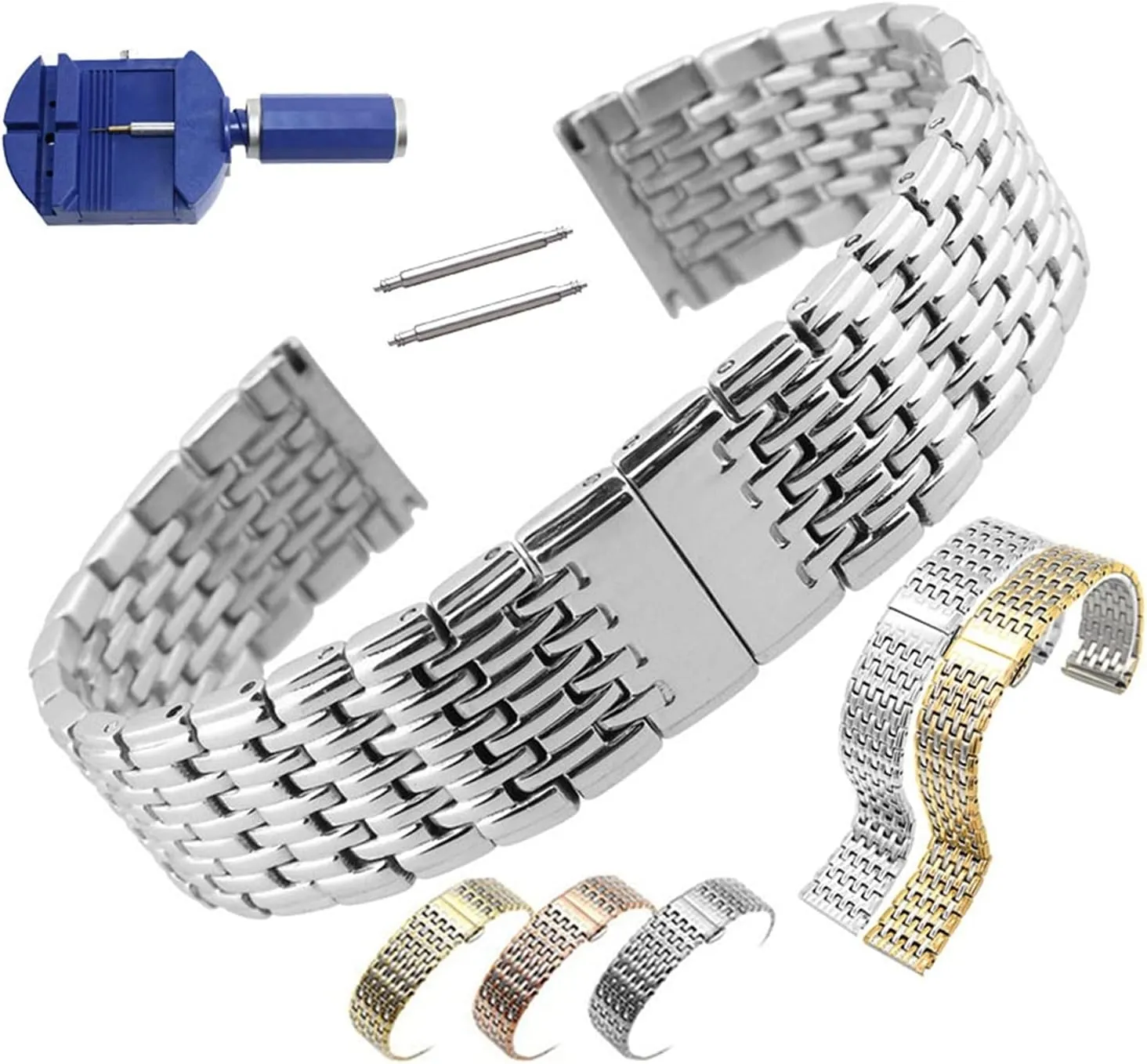 Strap, Compatible basic heater with Smart Watch /18Mm/Rose Watch Strap Smart Watch Strap 18Mm, 20Mm, 22Mm, 13.0Mm, Replacement Strap Solid Butterfly Buckle Wrist 