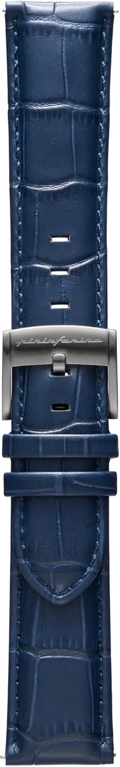 Strap - Genuine Italian Leather 22 mm Band for Senso Hybrid Smart Watch with regiment Steel Buckle & Quick Release - Dark Blue Croco Pattern pininfarina Croco Pattern Watch 