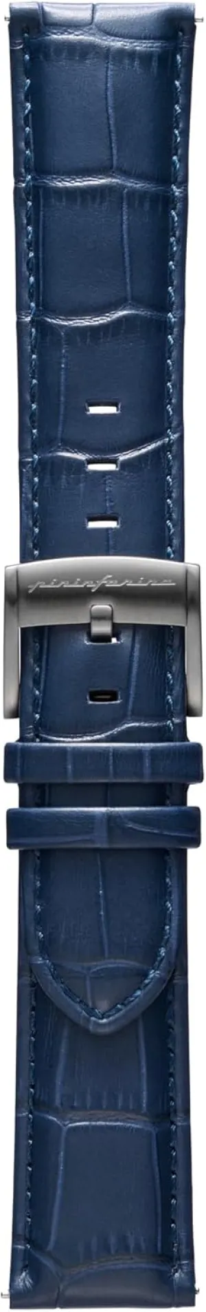 Strap - Genuine Italian Leather 22 mm Band for Senso Hybrid Smart Watch with regiment Steel Buckle & Quick Release - Dark Blue Croco Pattern pininfarina Croco Pattern Watch 