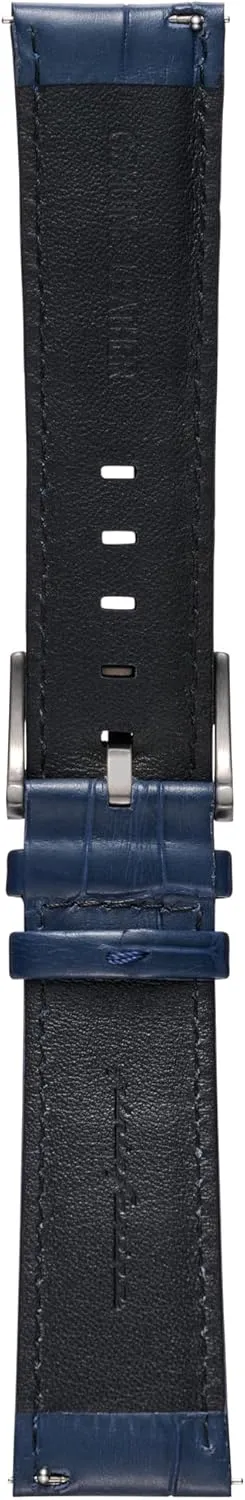 Strap - Genuine Italian Leather 22 mm Band for Senso Hybrid Smart Watch with regiment Steel Buckle & Quick Release - Dark Blue Croco Pattern pininfarina Croco Pattern Watch 