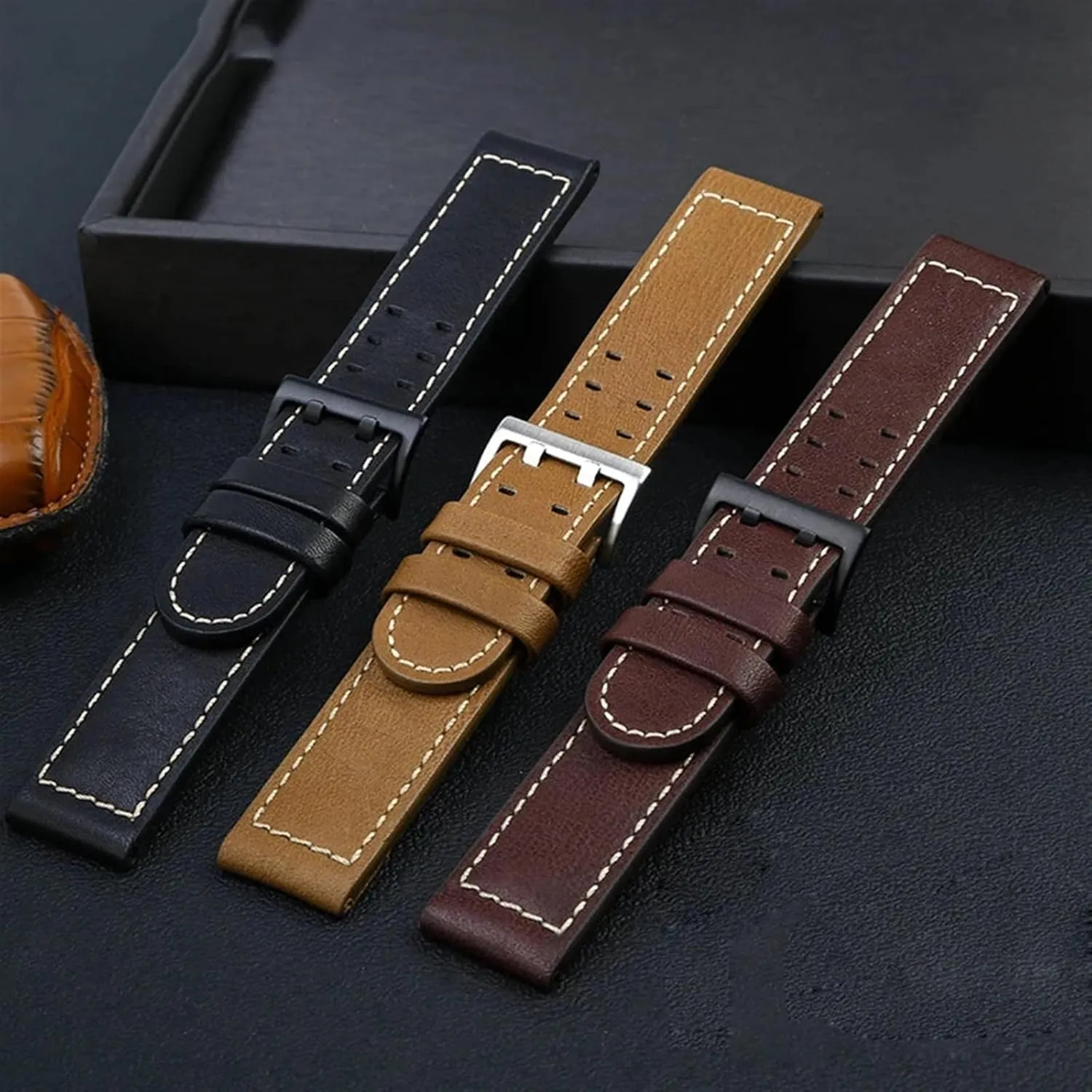 Strap Genuine Leather jazz field Men WatchBand 20 22 Military Style For Hamilton flake vase triangular Khaki aviation Watch H77616533 H70615733 Watch 