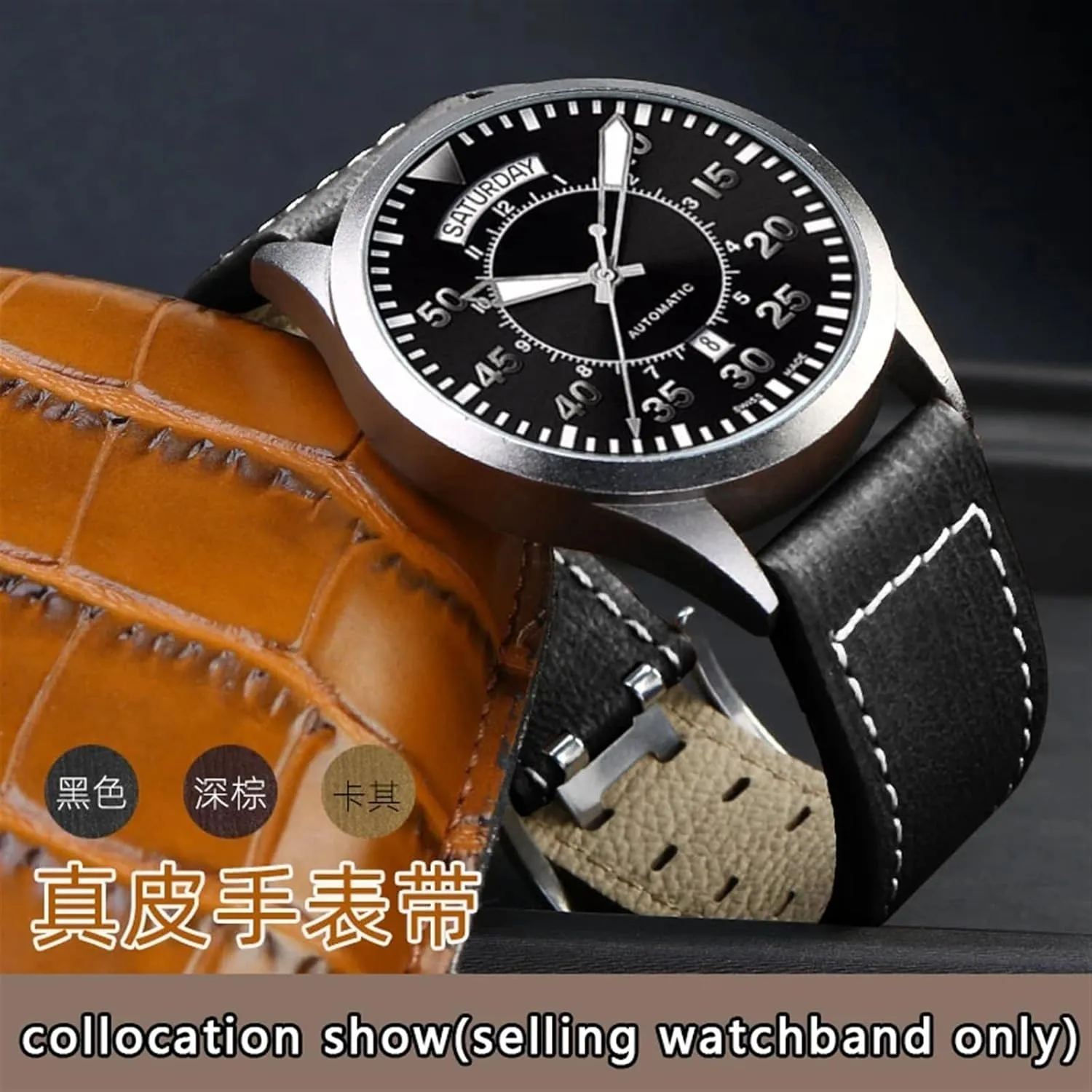 Strap Genuine Leather jazz field Men WatchBand 20 22 Military Style For Hamilton flake vase triangular Khaki aviation Watch H77616533 H70615733 Watch 