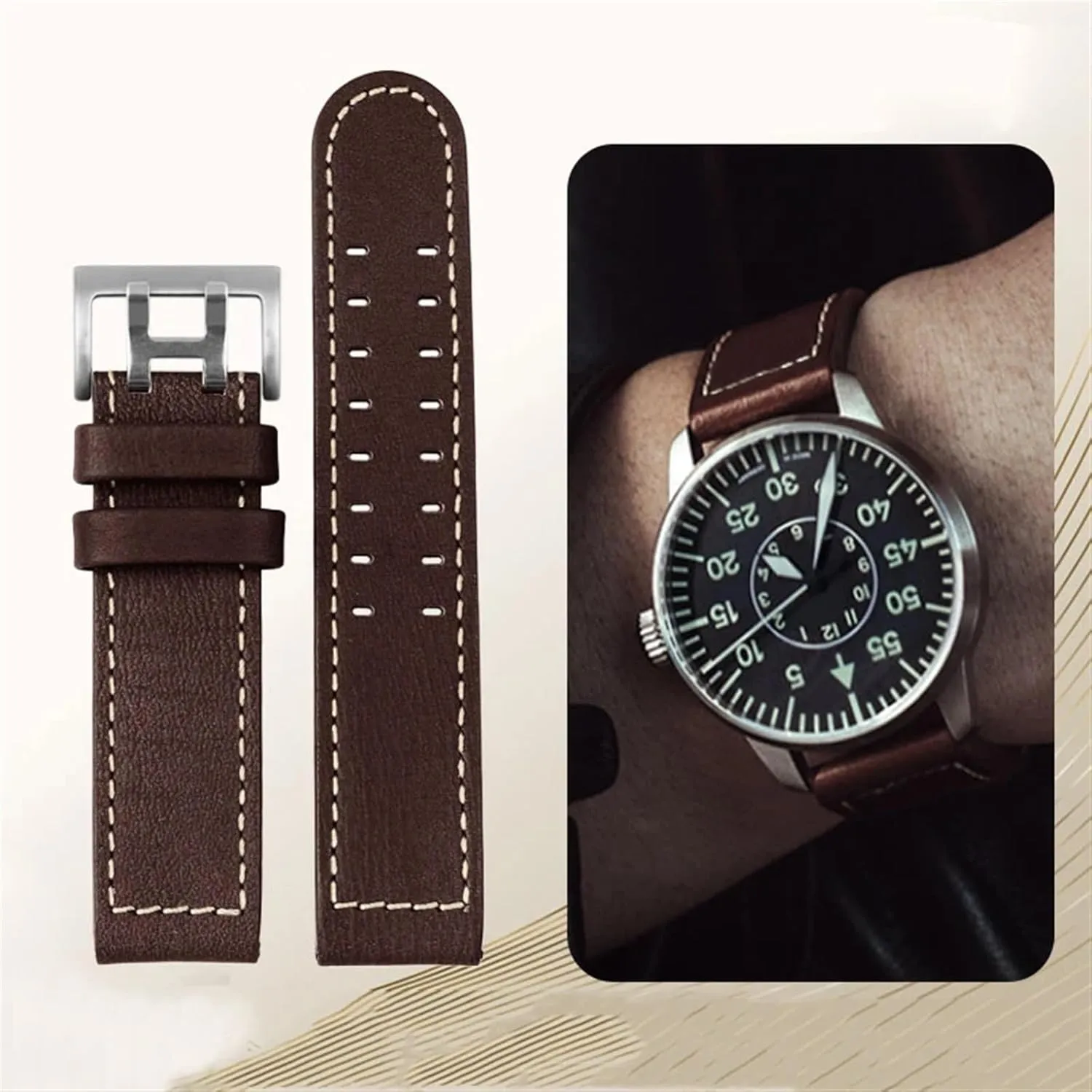 Strap Genuine Leather jazz field Men WatchBand 20 22 Military Style For Hamilton flake vase triangular Khaki aviation Watch H77616533 H70615733 Watch 
