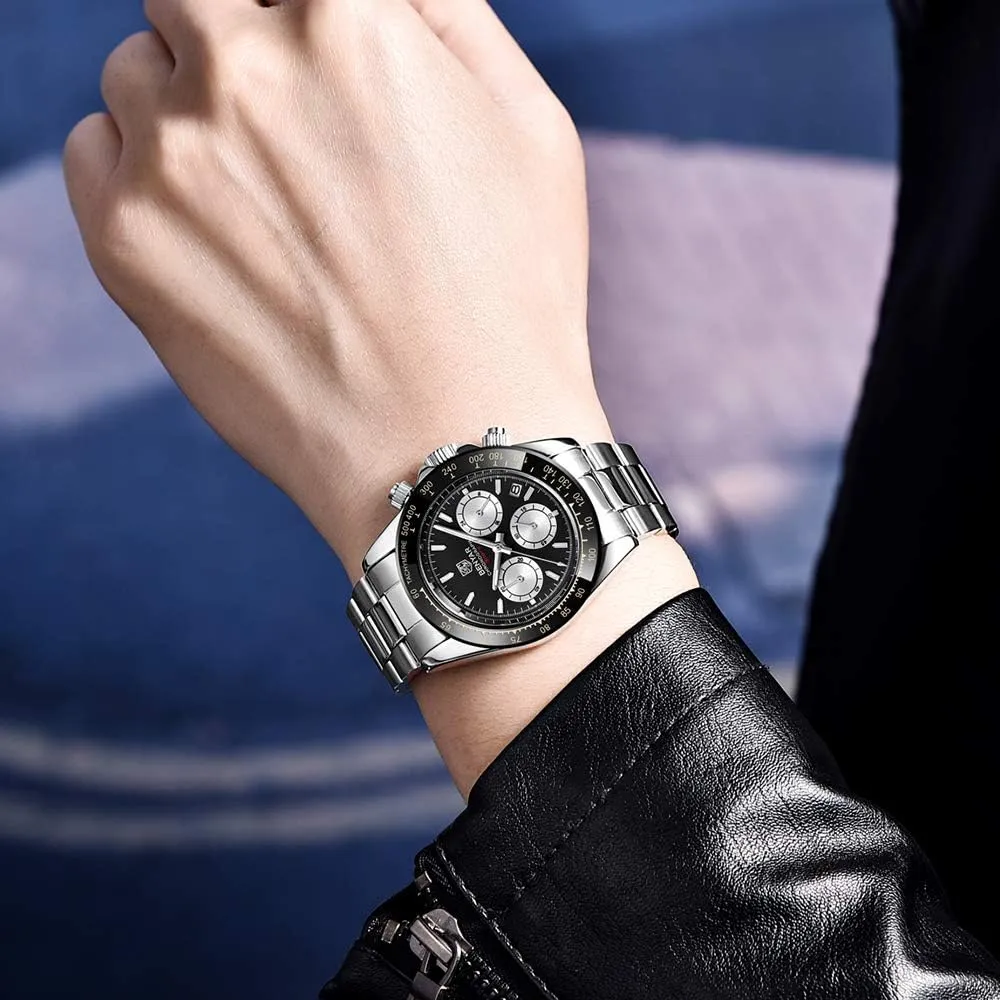 Strap Leisure Sports Watches for perceptual absolute Men Men's Watch BENYAR Fashion Quartz Movement Wrist Watch Analog Chronograph Business Waterproof and Scratch Resistant Stainless Steel 