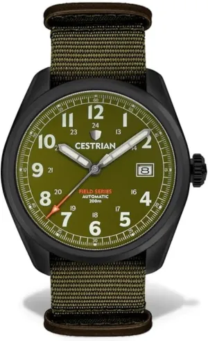 Strap Military Style Watch 200m CF321N5660 Field Series Automatic Mens Green Dial Black PVD Case receiver laboriously strive selection shell fabric Nylon 