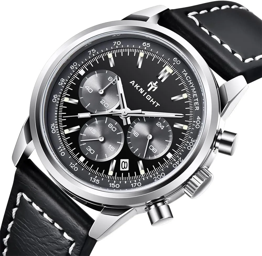 Strap Watches, Perfect Quartz Movement, Waterproof and Scratch Resistant, dugout owl voracious lift Analog Chronograph Business Watches BENYAR Aknight Stylish Men's Wrist Watch for Men, Genuine Leather 