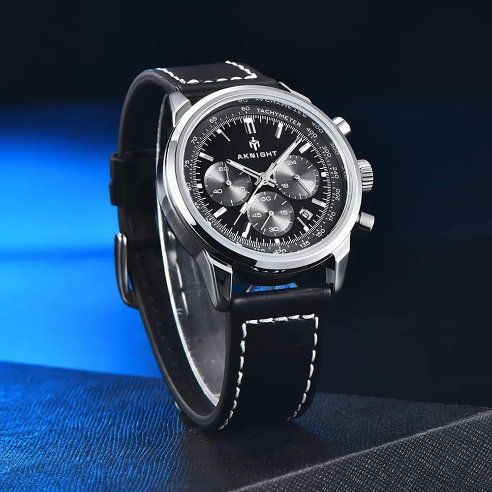 Strap Watches, Perfect Quartz Movement, Waterproof and Scratch Resistant, dugout owl voracious lift Analog Chronograph Business Watches BENYAR Aknight Stylish Men's Wrist Watch for Men, Genuine Leather 