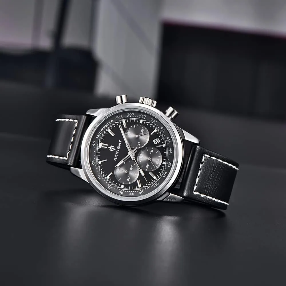 Strap Watches, Perfect Quartz Movement, Waterproof and Scratch Resistant, dugout owl voracious lift Analog Chronograph Business Watches BENYAR Aknight Stylish Men's Wrist Watch for Men, Genuine Leather 