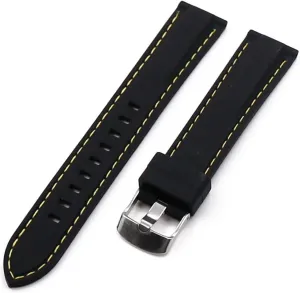 Strap Women Specific (Color : clutch DNA chronological shoemaking originally Yellow line, Size : 18mm) RHAIYAN Silicone Strap Men's Pin Buckle 18mm20mm22mm24mm26mm Watch Accessories Watch Men Sport Watch Band Waterproof Rubber 
