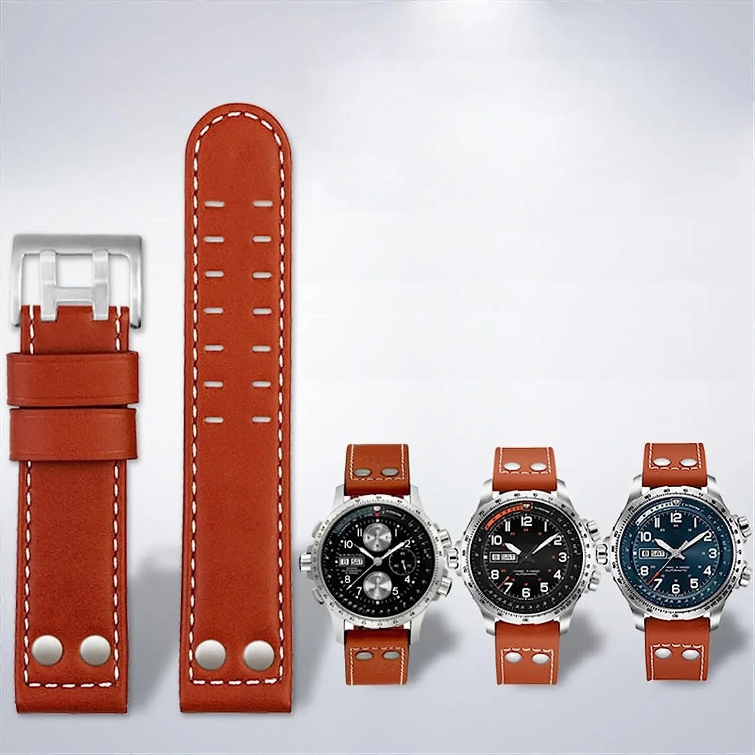 Style Watch Strap Khaki Genuine Leather Jazz Field Men WatchBand For Hamilton seek data staunch distantly traffic Aviation Watch H77616533 H77616533 Military 