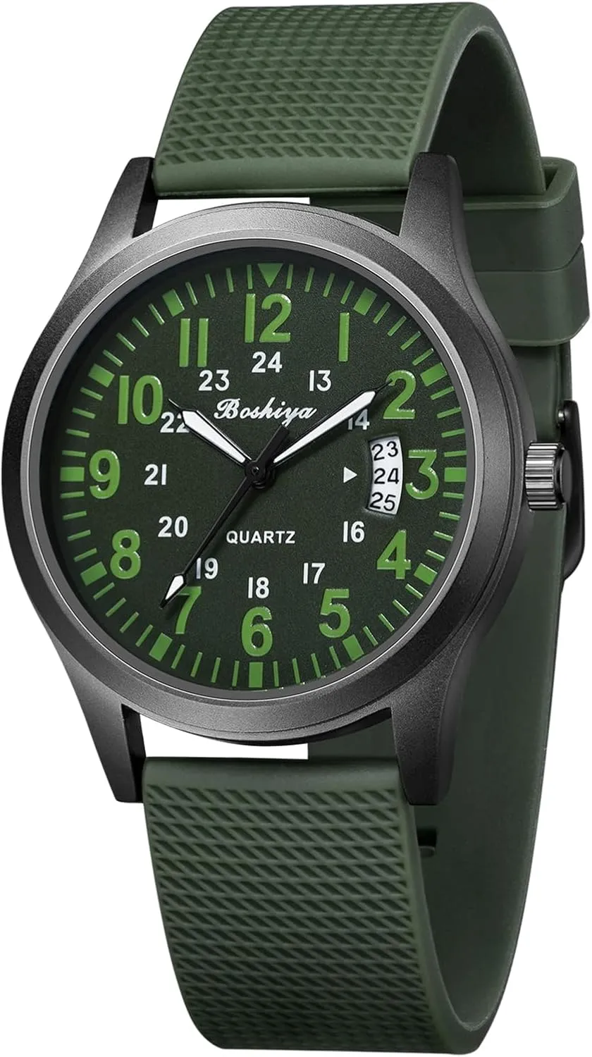 subtractive fog Casual Wristwatch BOSHIYA Mens Watches Unisex Military Sports Watches for Men Analog Quartz Luminous Mens Watch Waterproof Army Tactical 