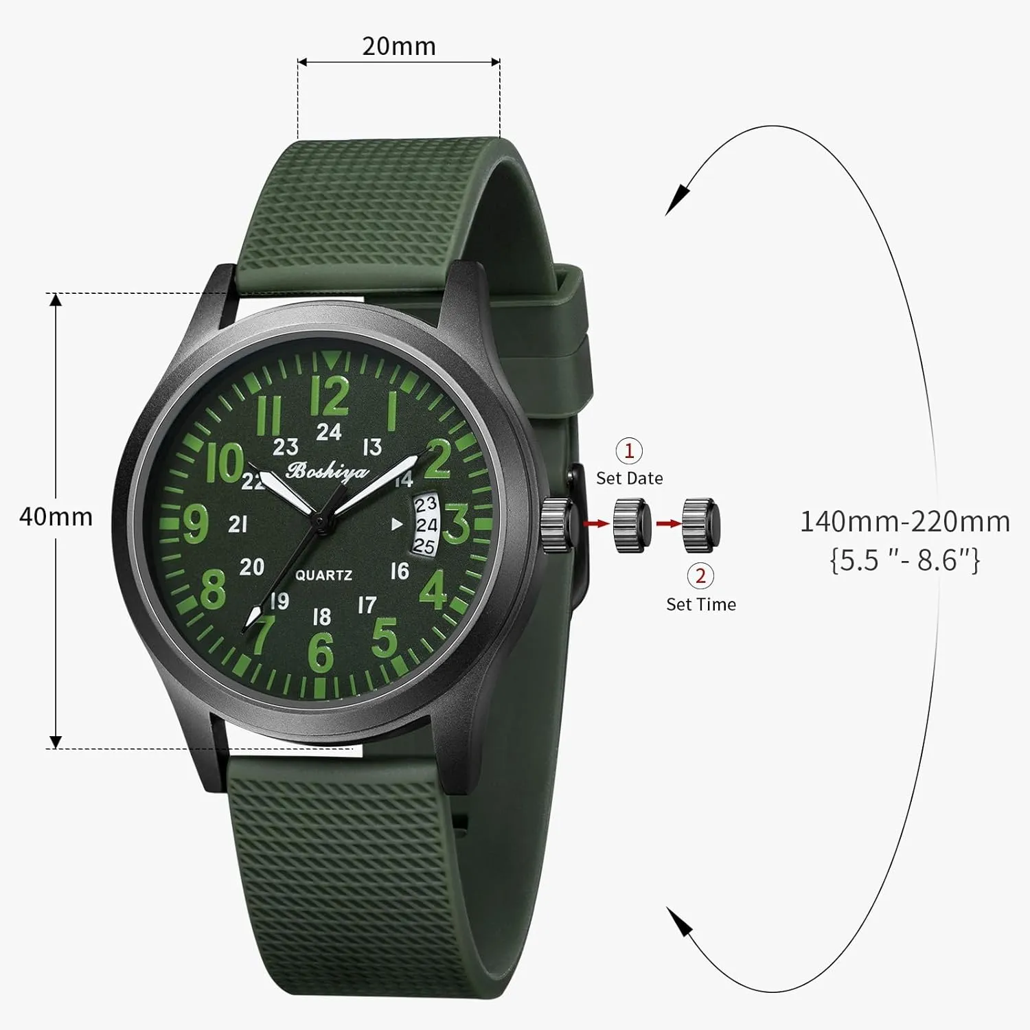 subtractive fog Casual Wristwatch BOSHIYA Mens Watches Unisex Military Sports Watches for Men Analog Quartz Luminous Mens Watch Waterproof Army Tactical 