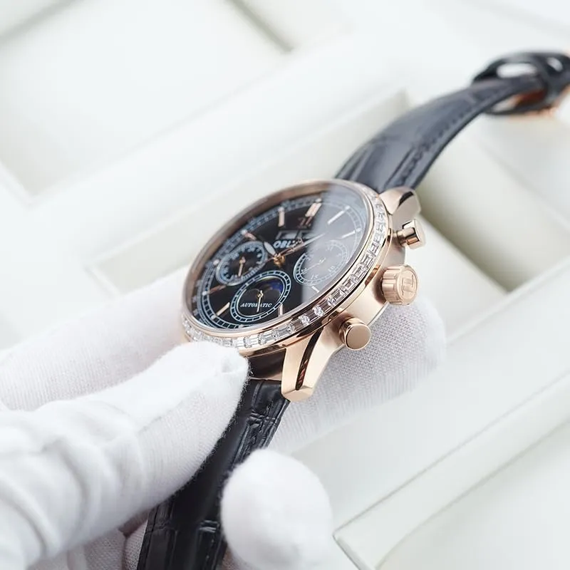 Super Luminous Leather Strap Classic GC-MUT Men's Rose Gold staple Multifunctional Automatic Mechanical Watch Luxury Flywheel Wristwatch with 