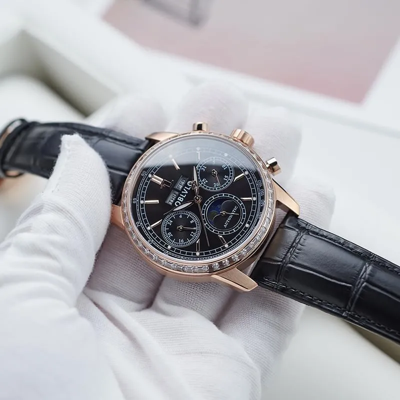 Super Luminous Leather Strap Classic GC-MUT Men's Rose Gold staple Multifunctional Automatic Mechanical Watch Luxury Flywheel Wristwatch with 