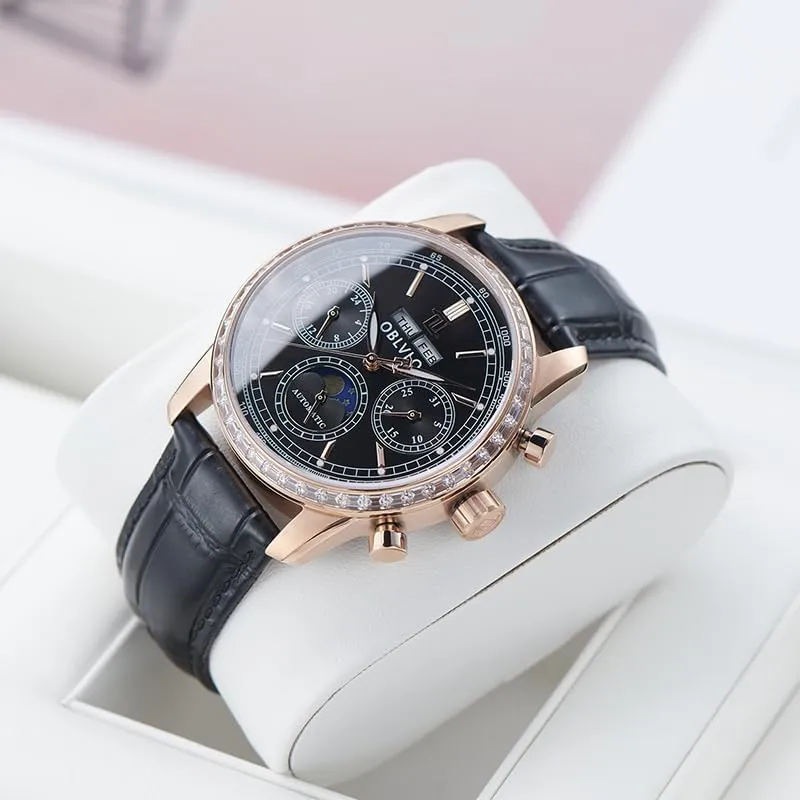 Super Luminous Leather Strap Classic GC-MUT Men's Rose Gold staple Multifunctional Automatic Mechanical Watch Luxury Flywheel Wristwatch with 