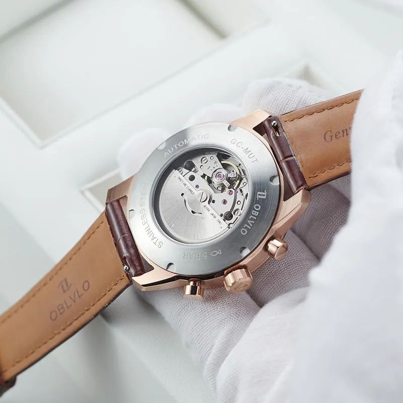 Super Luminous Leather Strap Classic GC-MUT Men's Rose Gold staple Multifunctional Automatic Mechanical Watch Luxury Flywheel Wristwatch with 