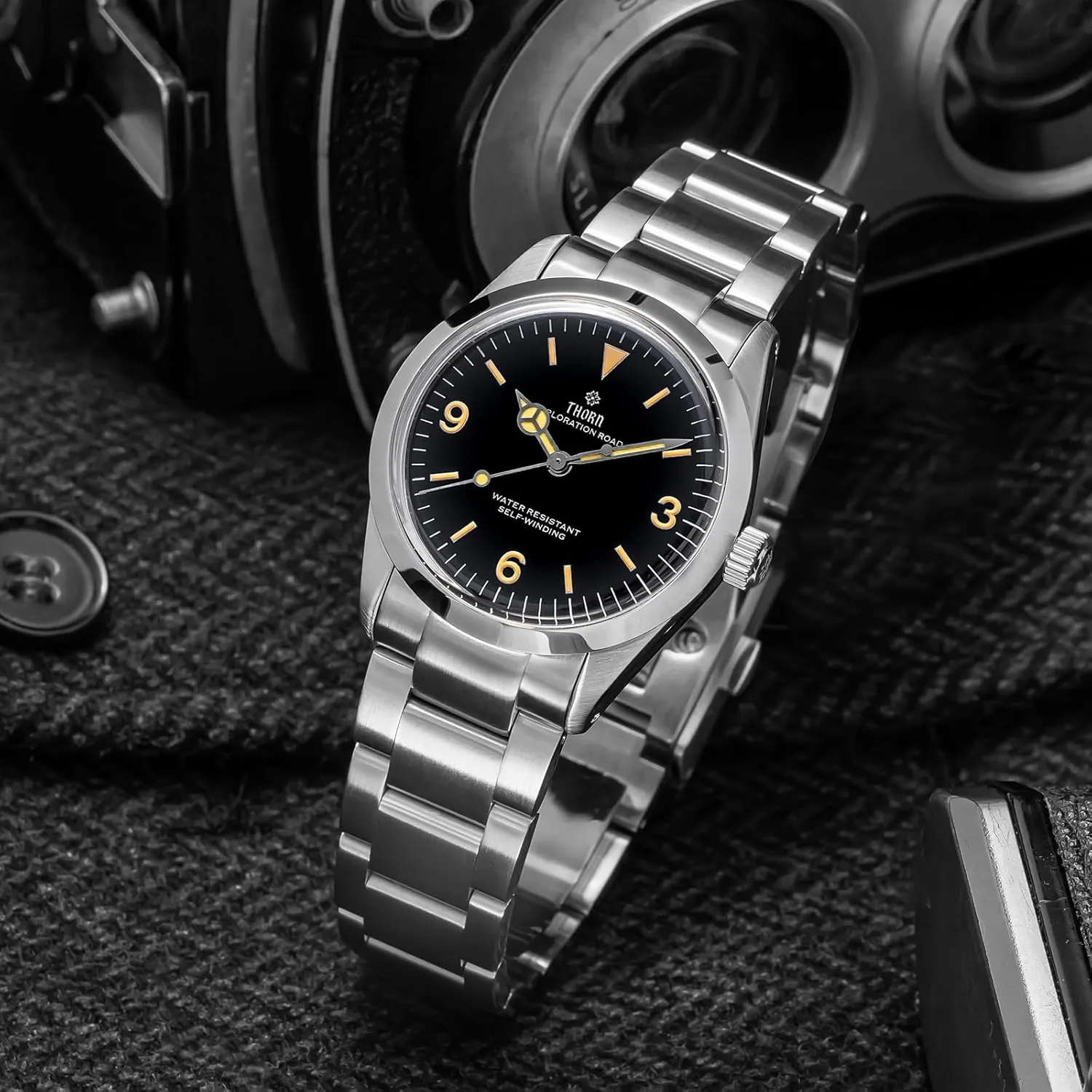 T005 34mm PT5000 Luxury Men's Mechanical Watch - Domed monster Sapphire Crystal C3 Luminous 100M Water Resistant Thorn 
