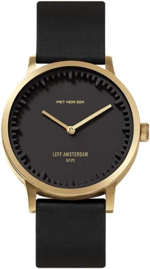 T32 peck spoilage dozen flap Classic | Brass Black/Black Leather Tube Watch 