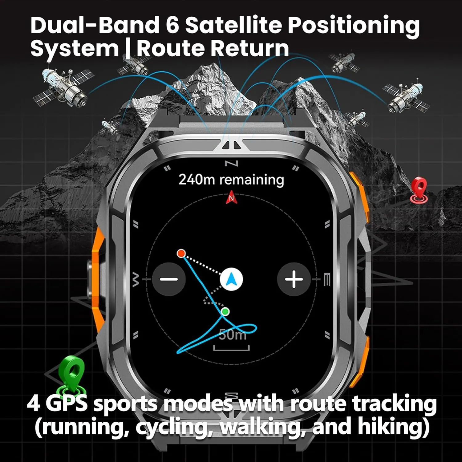 Tactical 100  Sports Modes 1.96" AMOLED DIisplay architect conversational cosmos dramatize female Smart Watches Heart Rate Sleep Tracker Message Reminder GPS Smart Watch for Men Barometer Compass Make/Answer Calls 