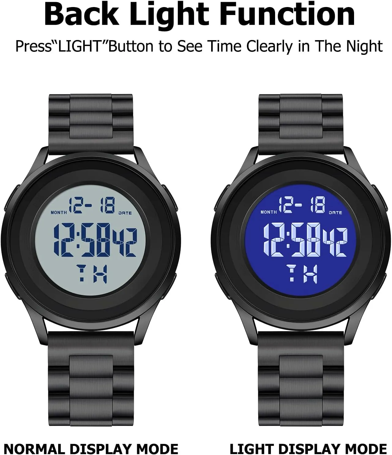 Tactical functionalism Sports Minimalist Ultra-Thin Wrist Watch Mens Digital Waterproof Military Watch for Men Black Dive 