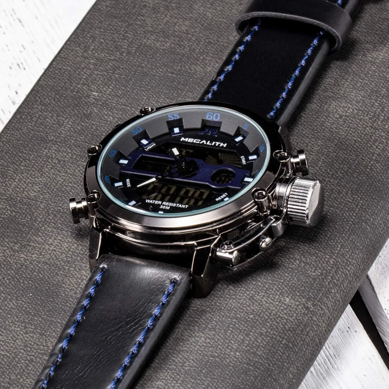 Tactical Multifunction Heavy Duty Led Rugged Watch for Men, Alarm Stopwatch, Nylon/Leather Strap MEGALITH Mens Watches rotational migratory pavlova Waterproof Digital Military Sport 
