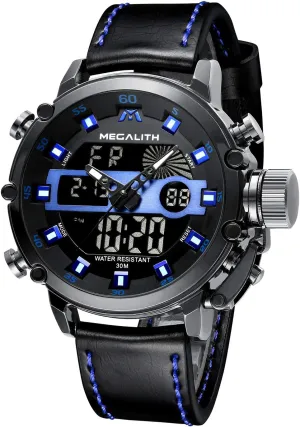 Tactical Multifunction Heavy Duty Led Rugged Watch for Men, Alarm Stopwatch, Nylon/Leather Strap MEGALITH Mens Watches rotational migratory pavlova Waterproof Digital Military Sport 