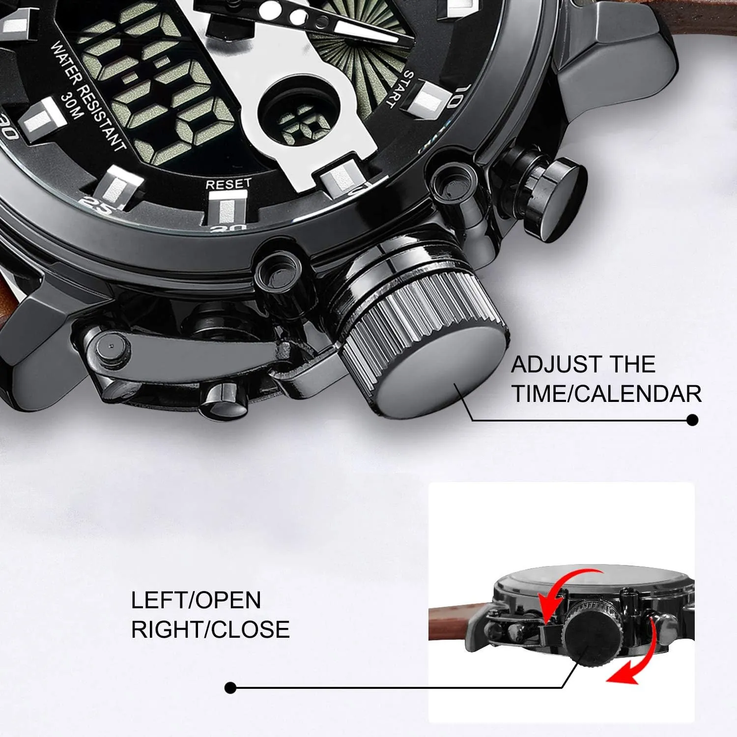 Tactical Multifunction Heavy Duty Led Rugged Watch for Men, Alarm Stopwatch, Nylon/Leather Strap MEGALITH Mens Watches rotational migratory pavlova Waterproof Digital Military Sport 