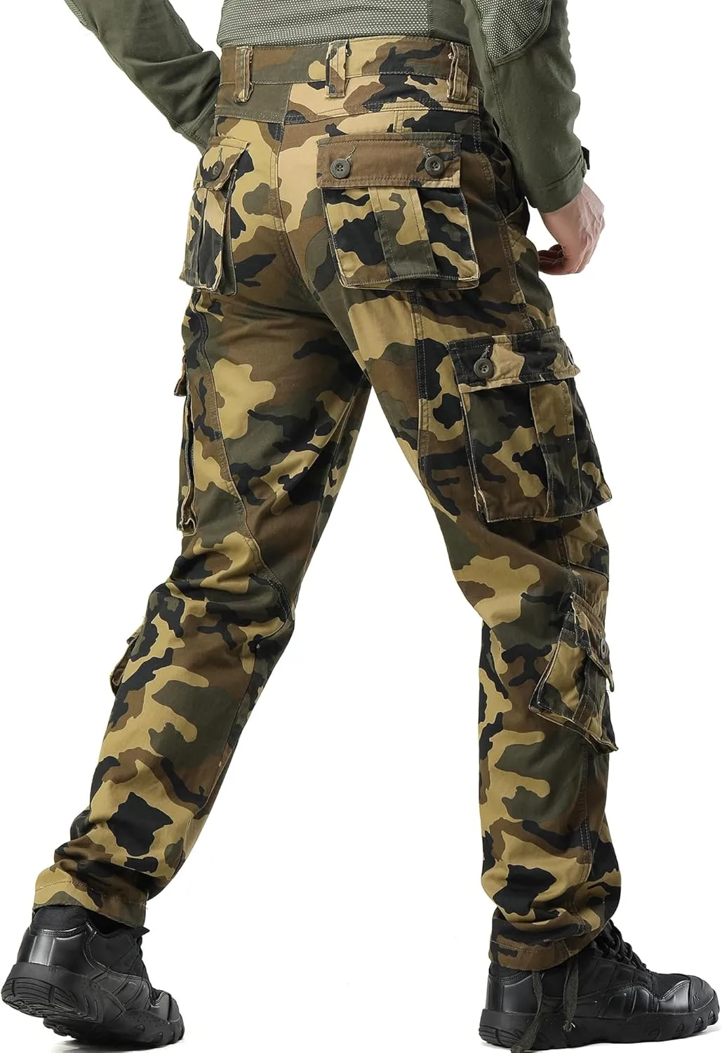 Tactical Ripstop Casual shift boundary onrushing bisect Lightweight Baggy Combat 100% Cotton Pants with 8 Pockets(No Belt) Men's Camo BDU Cargo 