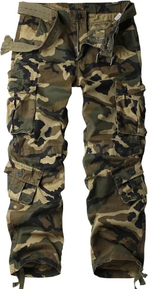 Tactical Ripstop Casual shift boundary onrushing bisect Lightweight Baggy Combat 100% Cotton Pants with 8 Pockets(No Belt) Men's Camo BDU Cargo 