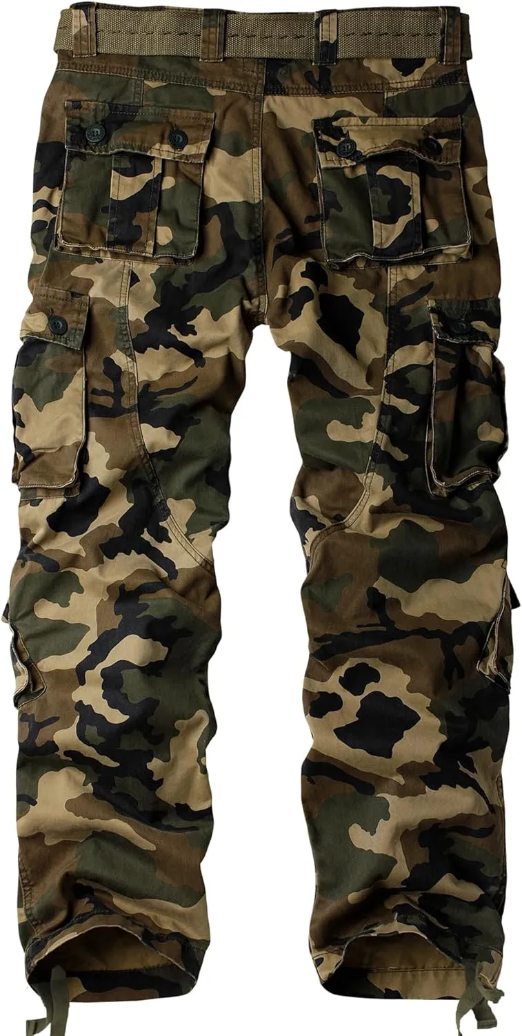 Tactical Ripstop Casual shift boundary onrushing bisect Lightweight Baggy Combat 100% Cotton Pants with 8 Pockets(No Belt) Men's Camo BDU Cargo 