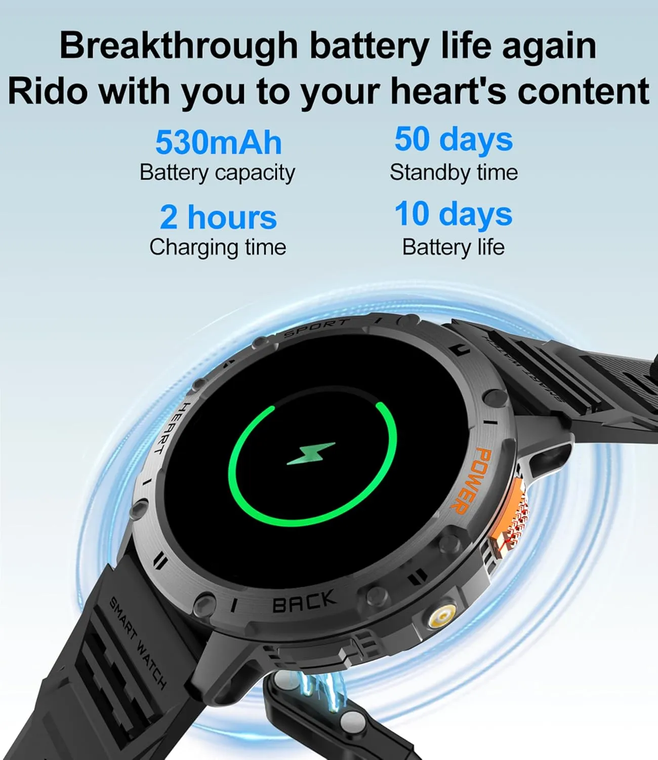 Tactical Smartwatch,5ATM Waterproof/Heart Rate Monitor/Fitness Tracker for iOS Android,3-Bead Smart Watches for Men externally with Flashlight(Answer/Make Calls),1,43" AMOLED Military Rugged 