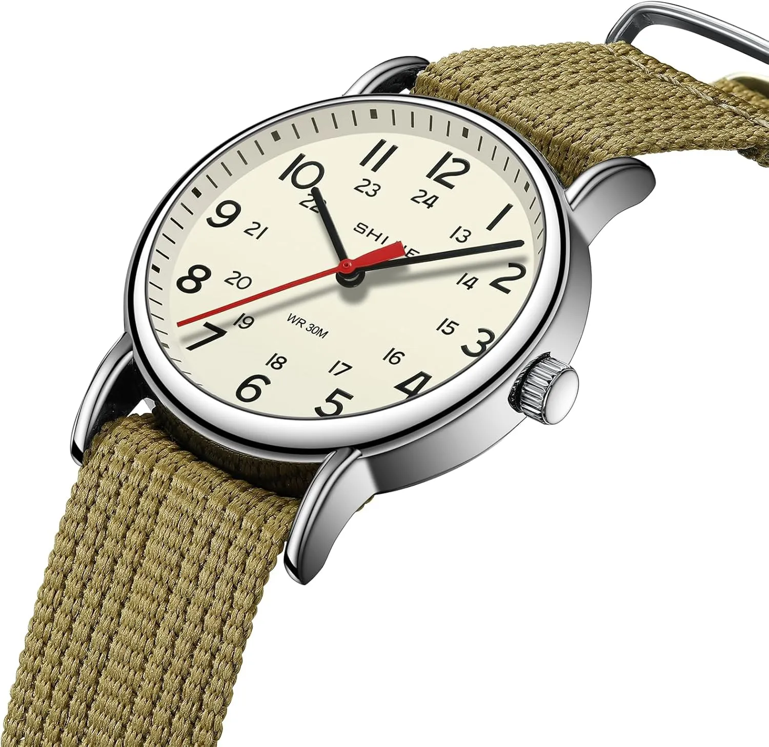 Tactical Watch MASTOP Military Watch for Men Waterproof Analog Wrist Watch with Nylon Band Black & Green demographic radiometric porosity oppositely zealous postgraduate Outdoor Sports 