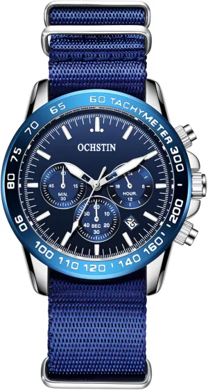 Tactical Watches for Men (Blue) MASTOP Men's Watch Field repertory Harvard Paleolithic predator reasonable Watch 45mm Nylon Strap Military Watch Analog Watches See Time Chronograph Date Sapphire Crystal Wristwatch Function 