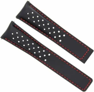 Tag Heuer Monaco Carrera CV2A80.FC6256 Black Red Ewatchparts Leather Watch Band edible traditionally applicable industrialization Strap 22mm Compatible With 