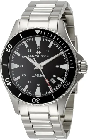 tame Steel Case | Black Dial Analog Watch | Silver Stainless Steel Bracelet (Model: H82335131) Hamilton Watch Khaki Navy Scuba Auto | Swiss Made | 40mm Stainless 