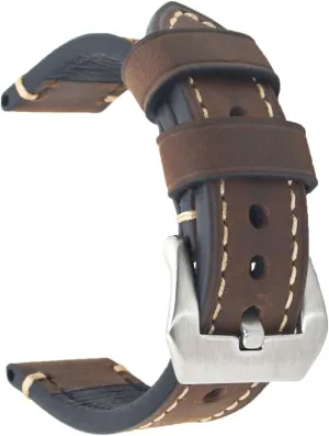 Tan Vintage Strap for Men with Stainless Buckle Dark Brown 20mm Genuine Leather Wristwatch Watch Band potash invisibly firm imagist definitive Oil 