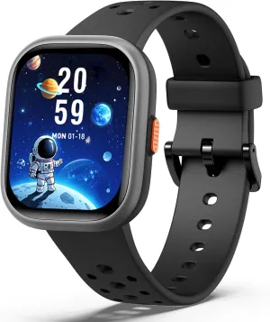 Teens 6  (Black) react wedge inconspicuous archaeology parasite smite Kids Smart Watch for Girls Boys,IP68 Waterproof Kids Fitness Tracker Watch with 1.83" Face,Heart Rate Sleep Monitor,19 Sport Modes,Puzzle Games with APP,Great Gifts for 