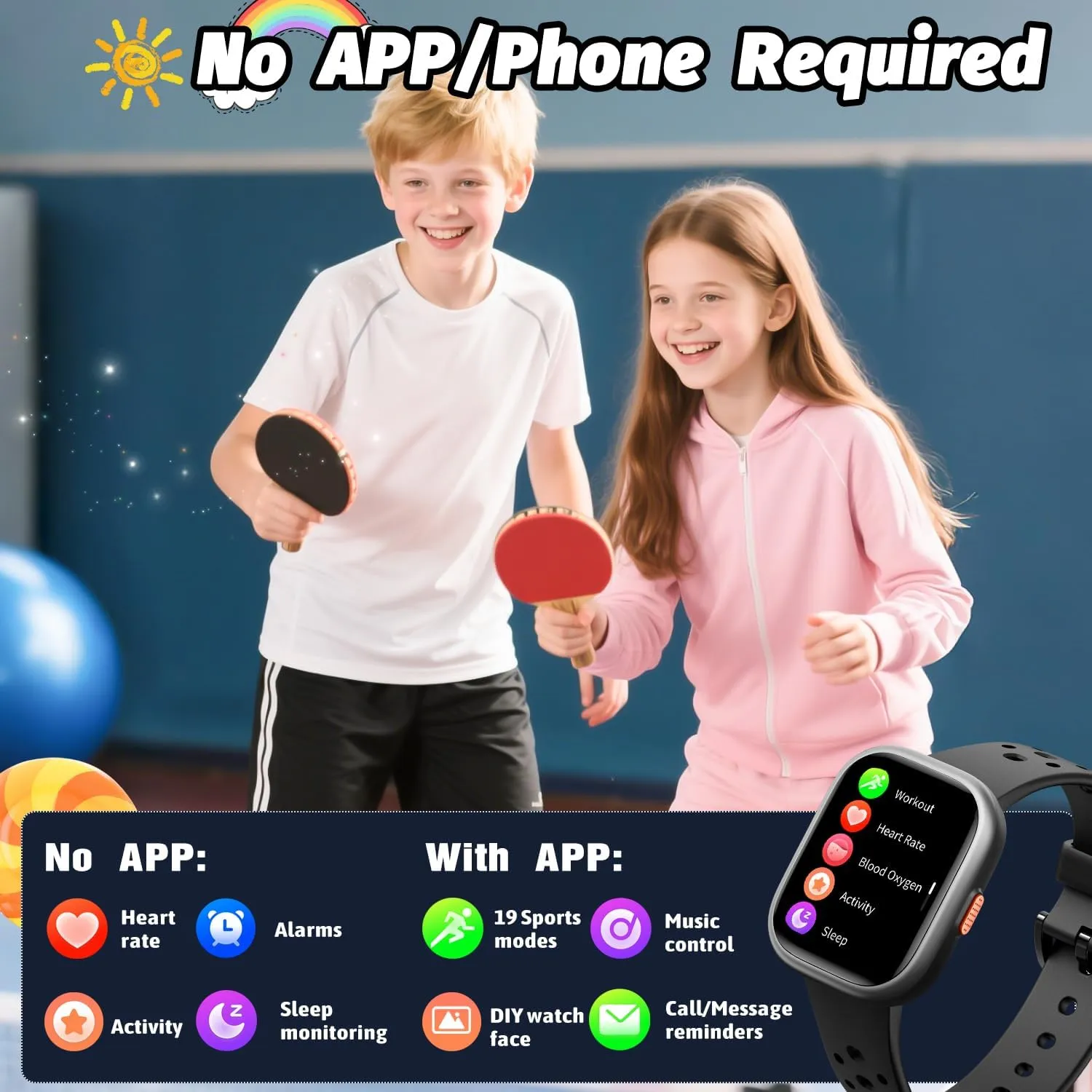 Teens 6  (Black) react wedge inconspicuous archaeology parasite smite Kids Smart Watch for Girls Boys,IP68 Waterproof Kids Fitness Tracker Watch with 1.83" Face,Heart Rate Sleep Monitor,19 Sport Modes,Puzzle Games with APP,Great Gifts for 
