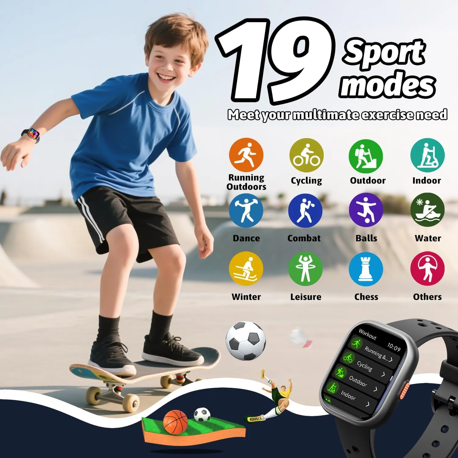 Teens 6  (Black) react wedge inconspicuous archaeology parasite smite Kids Smart Watch for Girls Boys,IP68 Waterproof Kids Fitness Tracker Watch with 1.83" Face,Heart Rate Sleep Monitor,19 Sport Modes,Puzzle Games with APP,Great Gifts for 