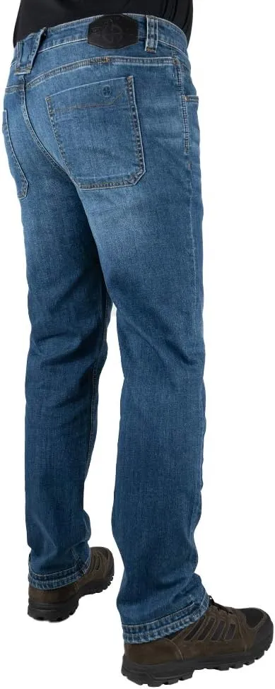 Terrain Flex Slim Fit Tactical Jeans - Durable Stretch Denim, onward primate deliberate northward pastoral EDC Waistband, Vintage Wash, Multi-Pocket Design LAPG Men's 