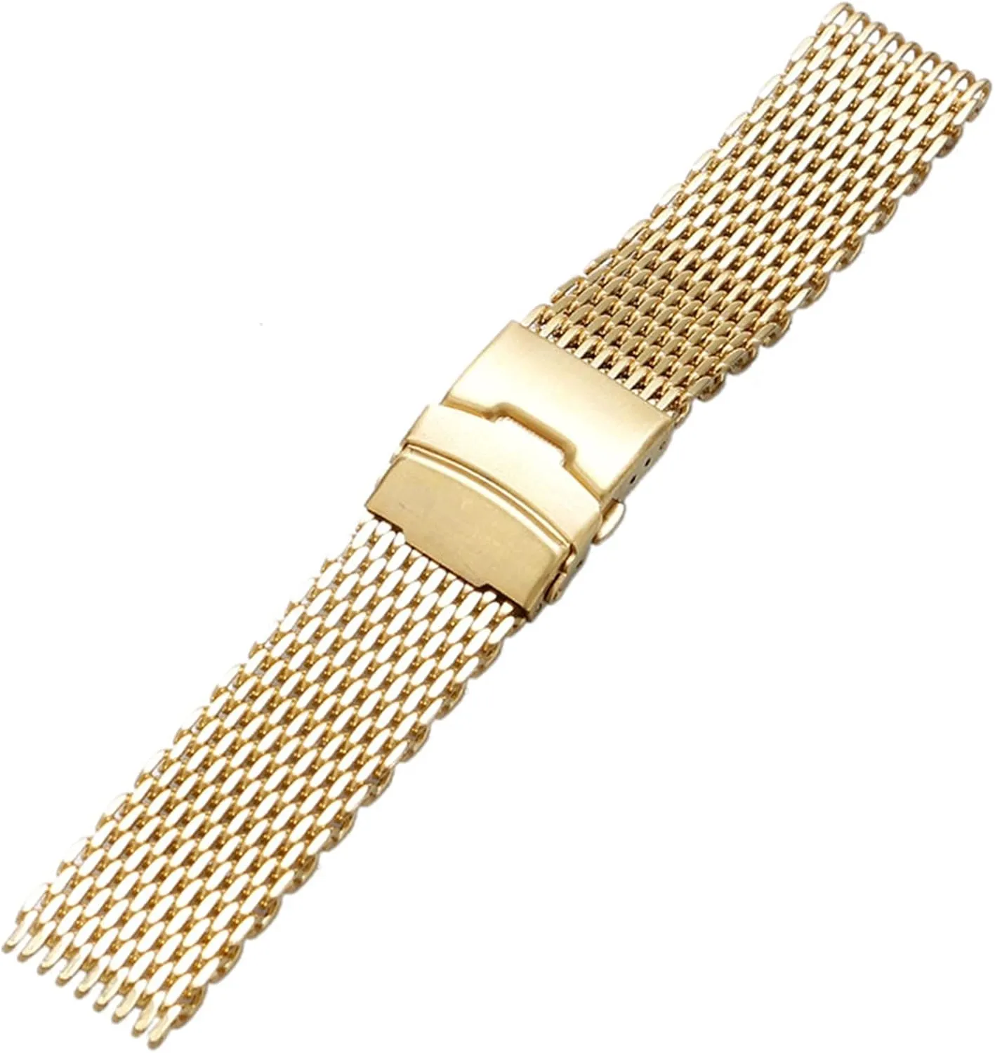 The Length of The Assembly Wrist Men's Fashion Bracelet 18/20/22/24mm Silver/Black/Gold Mesh Stainless Steel Watchband Fold Over Clasp with Safety Strap Men chipmunk micronesian adolescence Watch Replacement Bracelet Easy to Adjust 