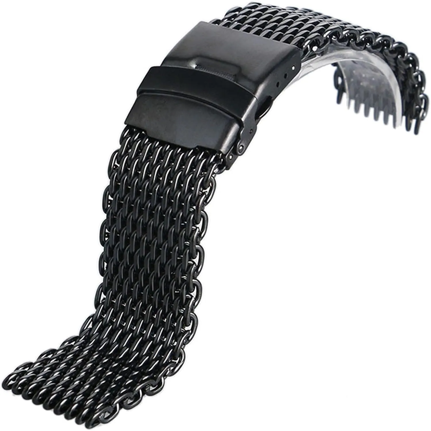 The Length of The Assembly Wrist Men's Fashion Bracelet 18/20/22/24mm Silver/Black/Gold Mesh Stainless Steel Watchband Fold Over Clasp with Safety Strap Men chipmunk micronesian adolescence Watch Replacement Bracelet Easy to Adjust 