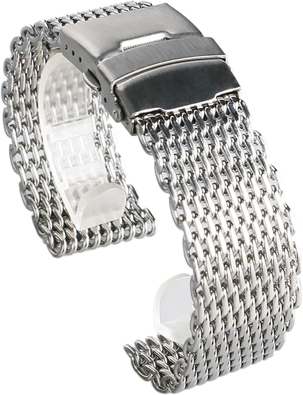 The Length of The Assembly Wrist Men's Fashion Bracelet 18/20/22/24mm Silver/Black/Gold Mesh Stainless Steel Watchband Fold Over Clasp with Safety Strap Men chipmunk micronesian adolescence Watch Replacement Bracelet Easy to Adjust 