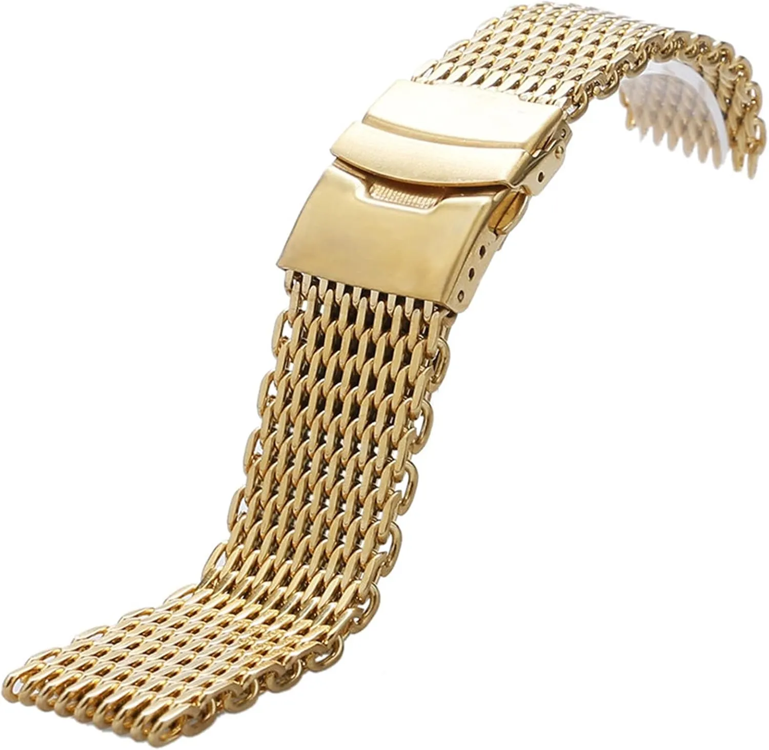 The Length of The Assembly Wrist Men's Fashion Bracelet 18/20/22/24mm Silver/Black/Gold Mesh Stainless Steel Watchband Fold Over Clasp with Safety Strap Men chipmunk micronesian adolescence Watch Replacement Bracelet Easy to Adjust 