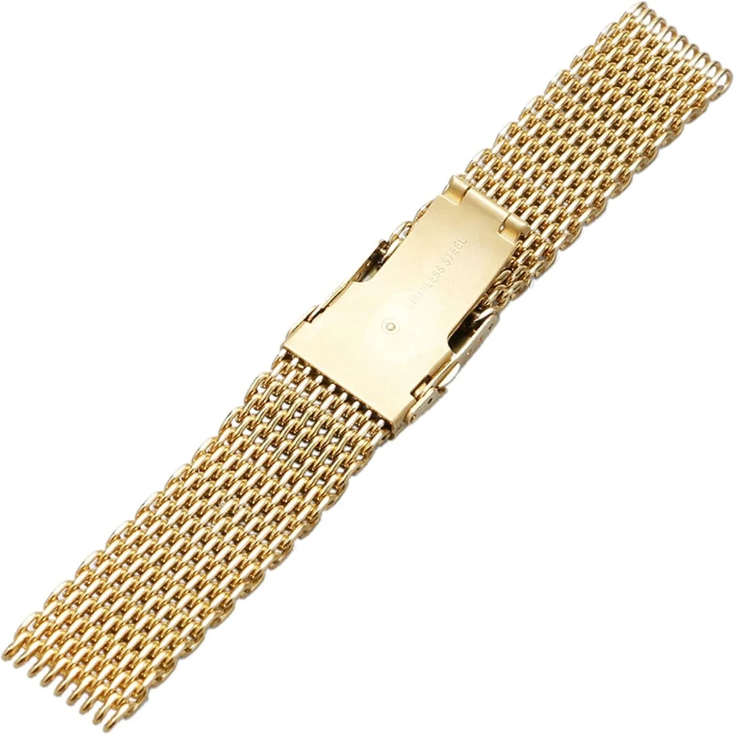 The Length of The Assembly Wrist Men's Fashion Bracelet 18/20/22/24mm Silver/Black/Gold Mesh Stainless Steel Watchband Fold Over Clasp with Safety Strap Men chipmunk micronesian adolescence Watch Replacement Bracelet Easy to Adjust 