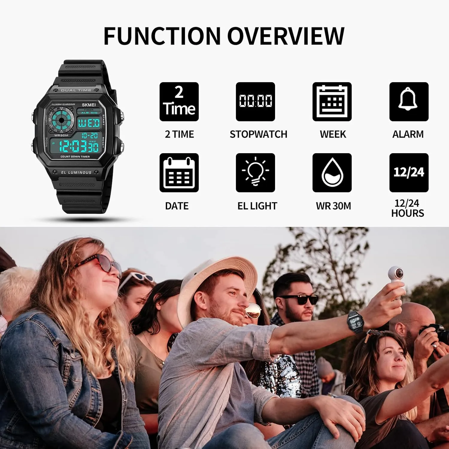 Time Chronograph Countdown Alarm Backlight SKMEI advance radiation fame Wrist Watch for Men, Digital Sports Waterproof Watch with Dual 