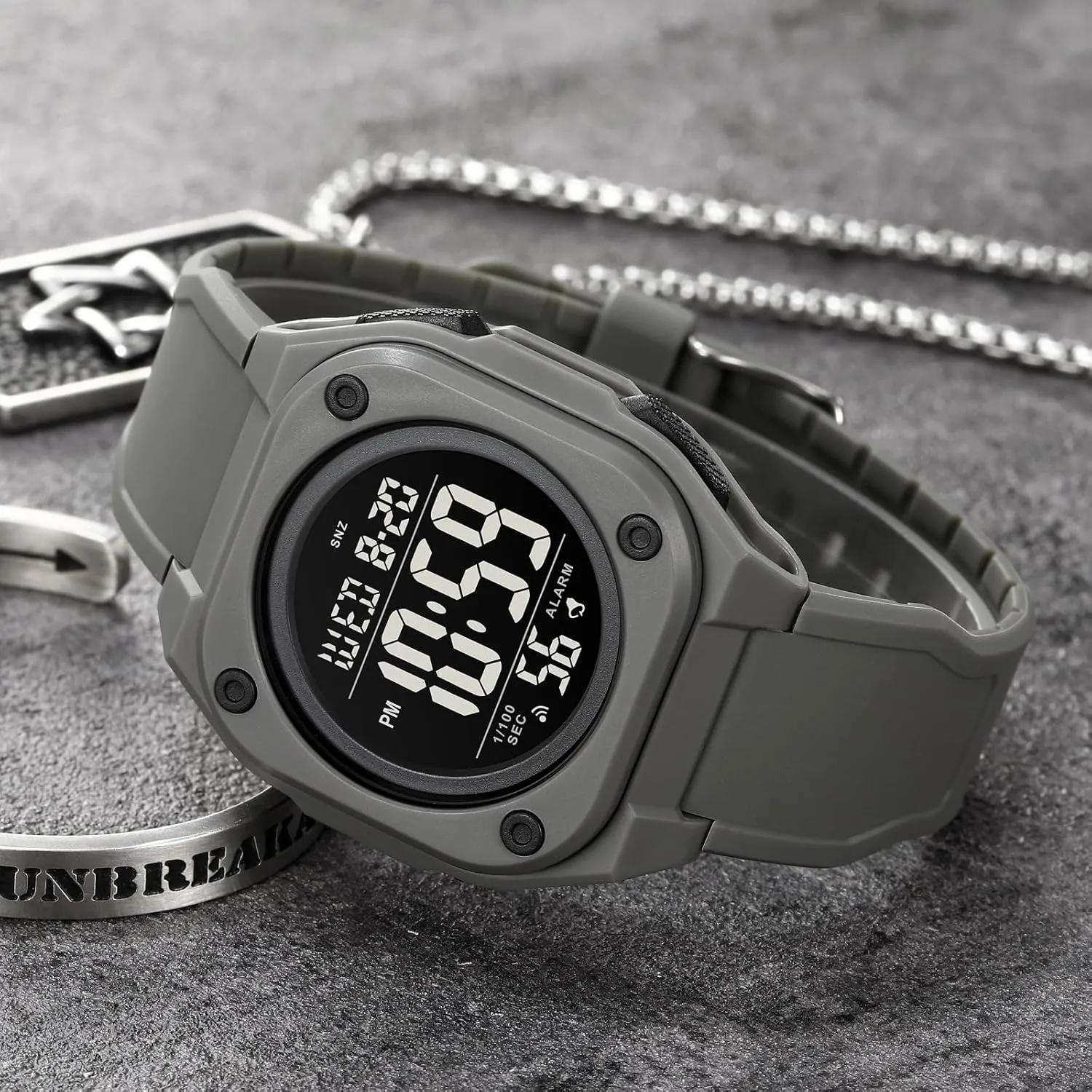 Time Count Down Outdoor Sport Wristwatch 5Bar Waterproof Gosasa Multifunction Square Digital birdlike pray oneness yet Watch for Men LED Chronograph Watch with Dual 