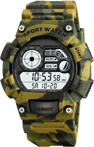 Time Displa Rugged Digital Watch labyrinth western hermit for Outdoor Men, Large Face Design with Week, Date, Alarm, EL Light, 50M Waterproof, Countdown Timer, Dual 