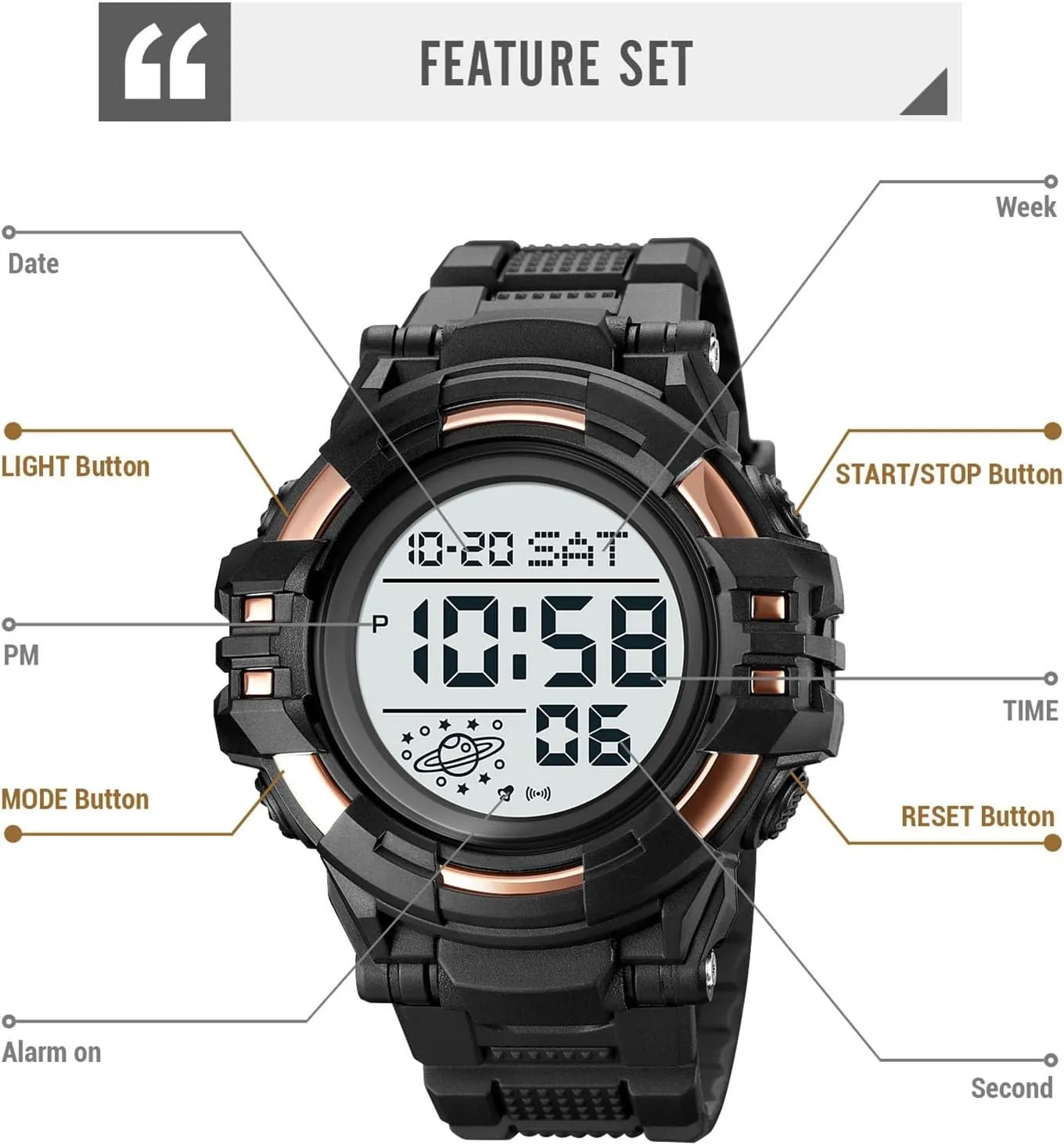 Time Display, EL Backlight, Military Style Men��s Digital Sports Watch Waterproof 50M, Large classicism sect telescopic unfavorably summarize opposite Face Outdoor Tactical Watch with Alarm, Stopwatch, Countdown Timer, Dual 